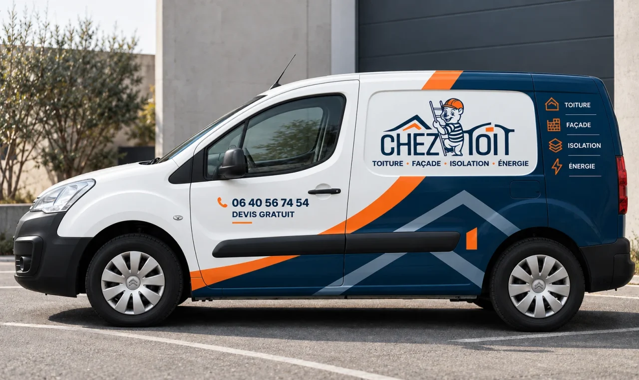 Citroën Berlingo habillé avec l’identité visuelle de Chez Toit.