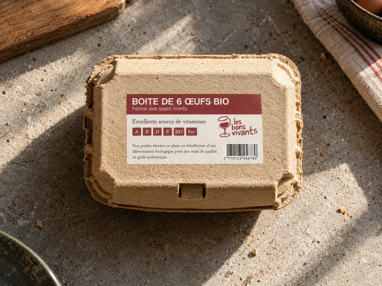 Packaging de boîte à œufs conçu pour Les Bons Vivants