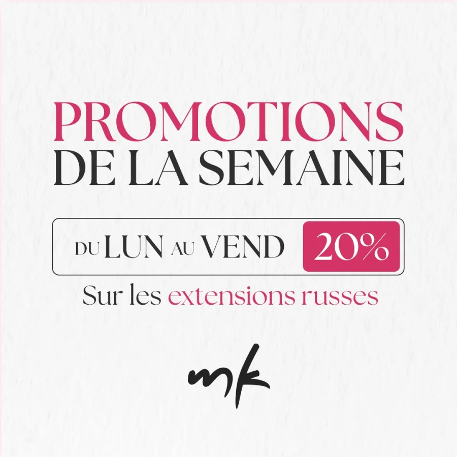 Publication promotionnelle créée pour le compte Instagram de MK Beauty, avec une mise en page claire et cohérente avec son identité.