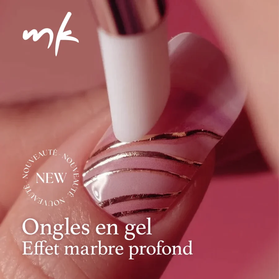 Visuel Instagram rose créé pour présenter la prestation d’ongles en gel proposée par MK Beauty.