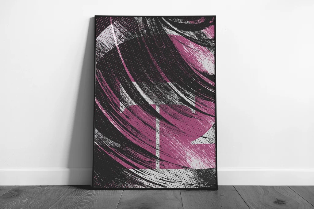 Poster de Charly Dessoly, brush rose, artistique