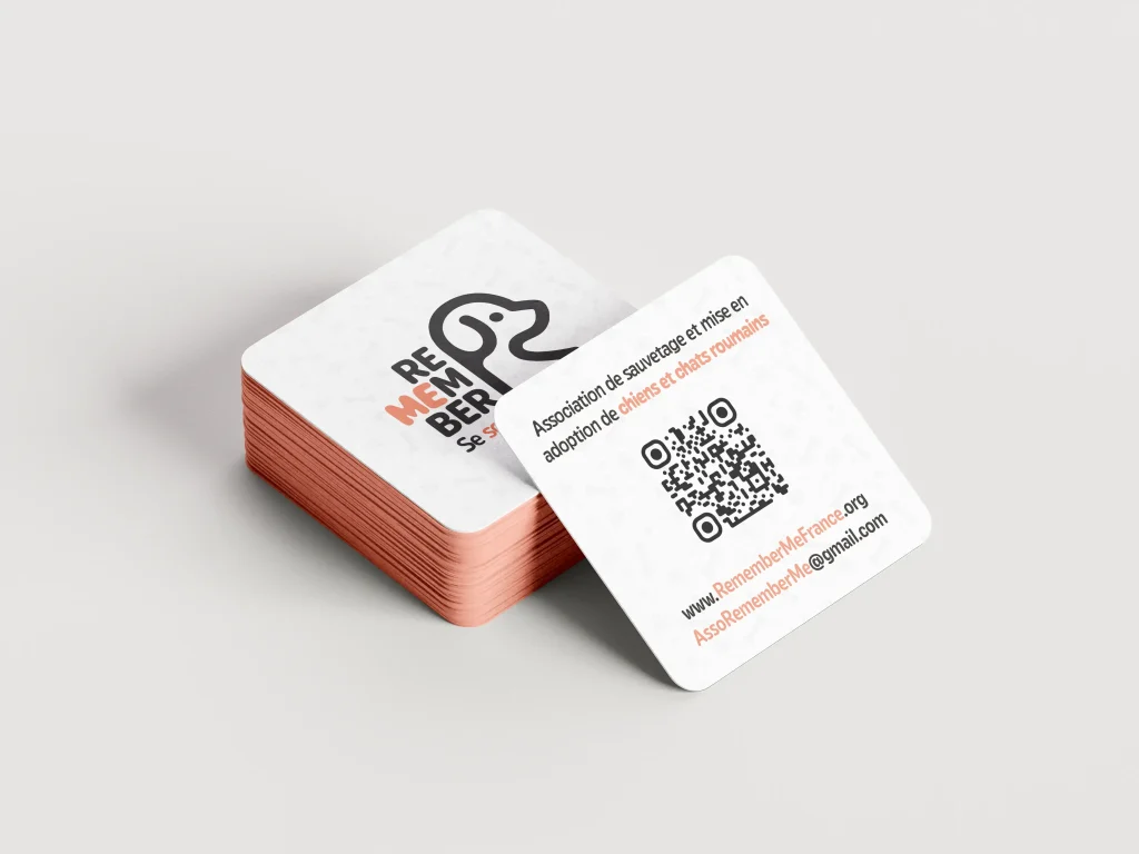 Cartes de visite de l'association Remember Me - Sauvetage et adoption de chien roumains