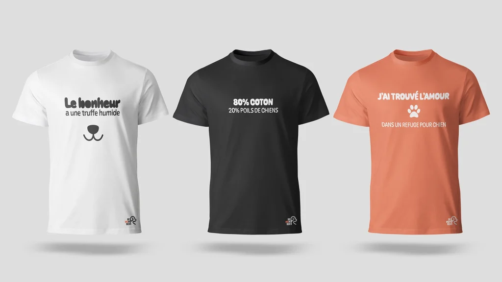 Tshirts goodies de l'association Remember Me - Sauvetage et adoption de chien roumains